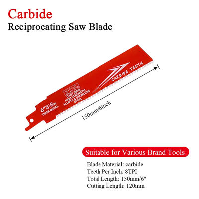 6 ιντσών Bi-Metal OEM Αντικατάστατο Saw Blade Industrial για το μέταλλο Cast Iron Alloy Steel Sawzall Blade Carbide